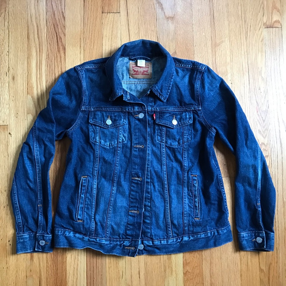 Levi's Women's Dark Blue Denim Trucker Jean Jacket Large